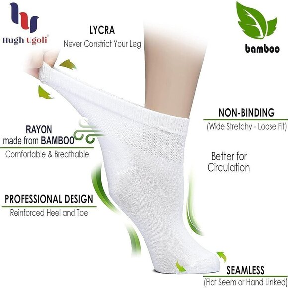 Women Diabetic Ankle Green Socks  Super Soft Thin Bamboo Wide Loose Non-Binding - Picture 2 of 7